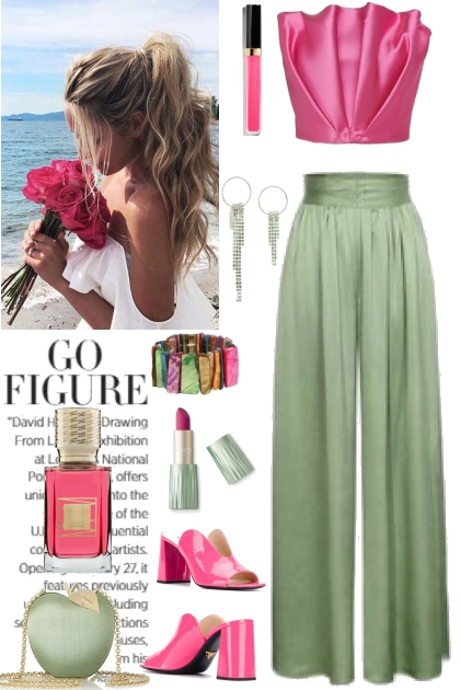 A rose is pink with a touch of soft green- Fashion set