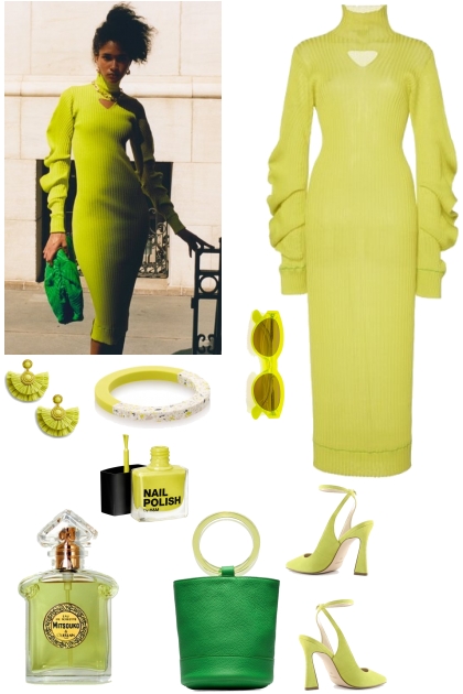 HOW TO WEAR ACID GREEN DRESS- combinação de moda
