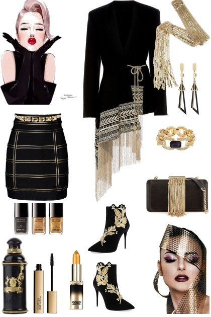 BLACK AND GOLD FRINGES- Combinaciónde moda