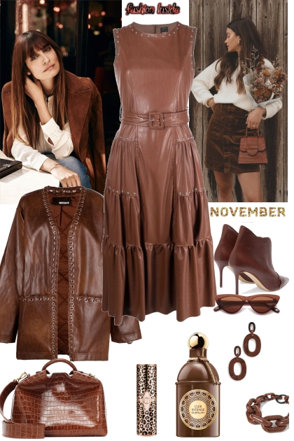 LEATHER CHOCOLATE DRESS- Combinazione di moda