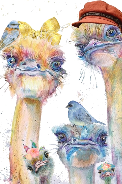 Ostrich Family Selfie- Modna kombinacija