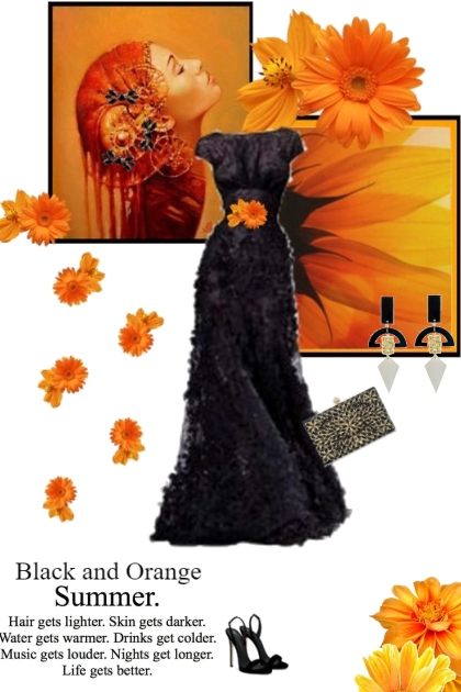 A Black and Orange Summer- Modna kombinacija