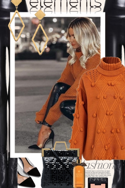 Fall Elements in Orange and Black- Fashion set