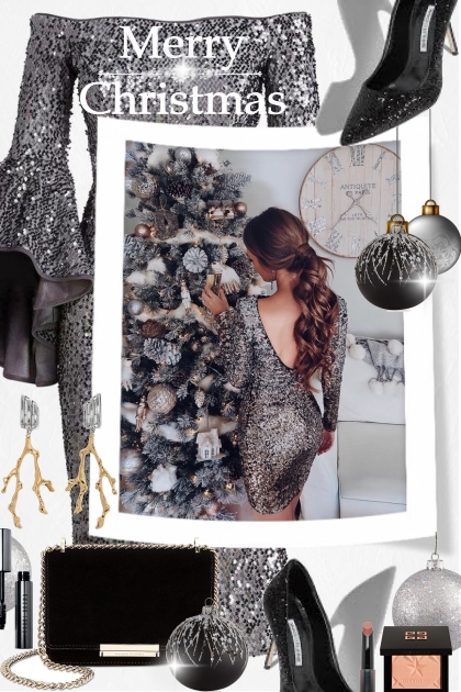 A Silver and Black Merry Christmas- Combinaciónde moda