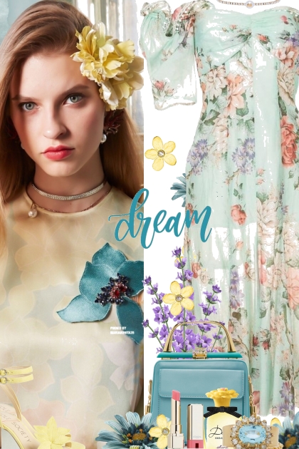Dream in Yellow and Turquoise Flowers- Combinaciónde moda