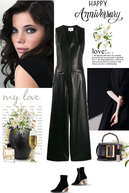 Happy Anniversary in Black Faux Leather- Fashion set