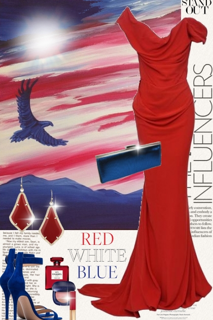 Stand Out in Red, White, and Blue- Fashion set