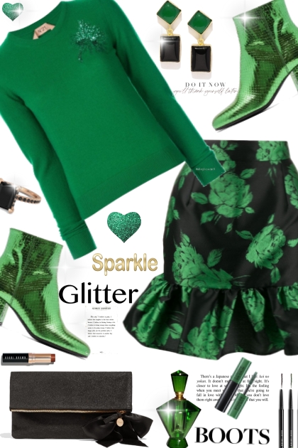 Sparkle Glitter Green- Modna kombinacija
