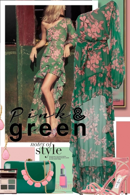 Pink and Green Notes of Style- combinação de moda