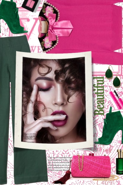 Beautiful Pink and Green- combinação de moda