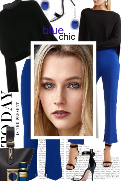 Blue and Black Chic- combinação de moda