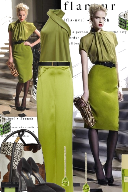 Lime Green with a Splash of Black- Fashion set