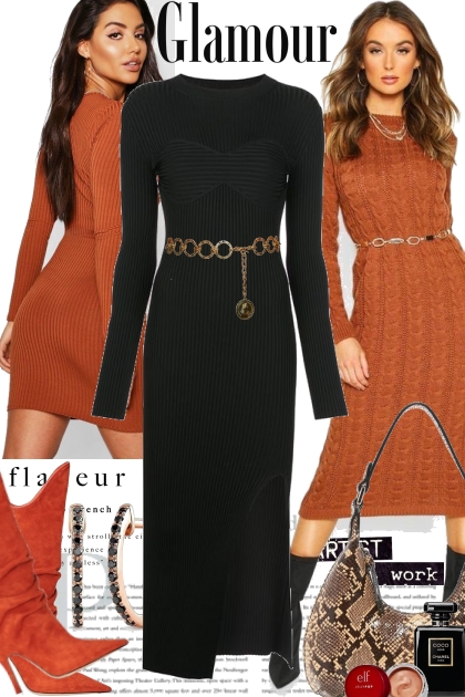 Glamour in Orange and Black- Fashion set