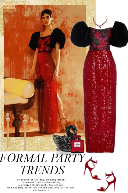Formal Party Trends in Red and Black- Modna kombinacija