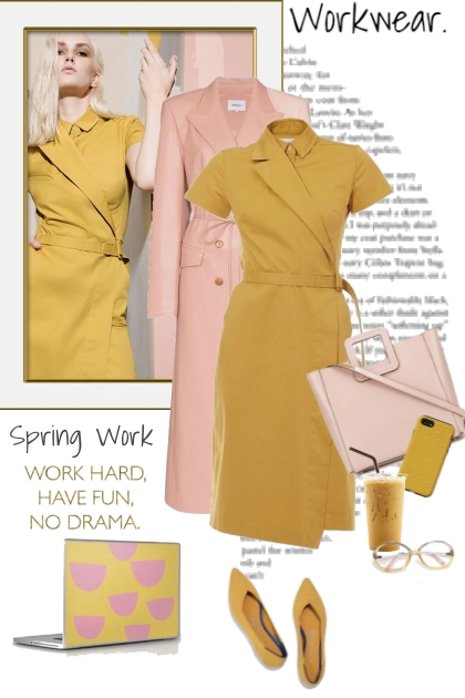 Work Wear in Pink and Mustard- combinação de moda
