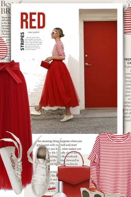 RED STRIPES- combinação de moda