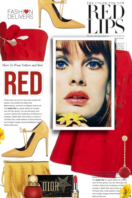 Fashion Delivers in Red and Yellow- Modna kombinacija