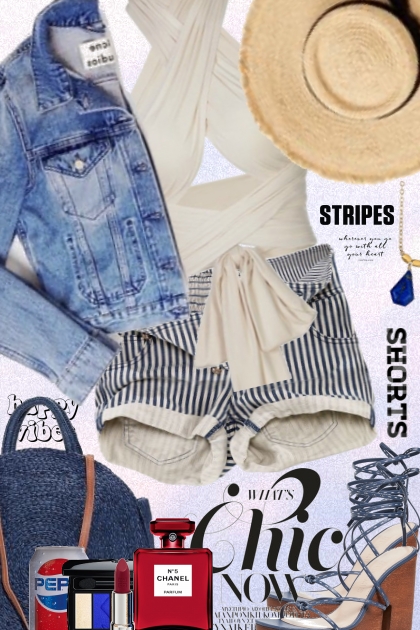 Whats Chic Now Striped Shorts- combinação de moda