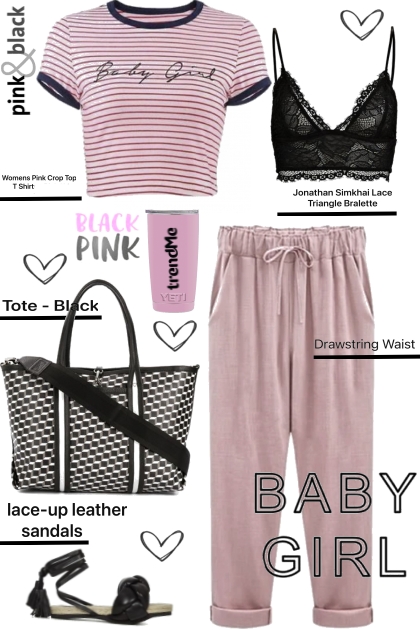 Baby Girl Pink and Black- combinação de moda
