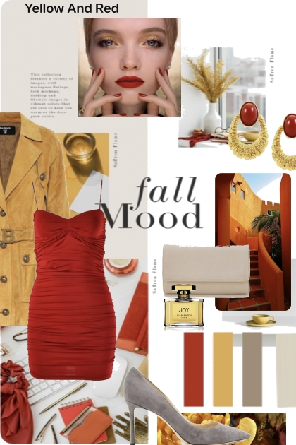 A RED AND YELLOW FALL MOOD- Fashion set