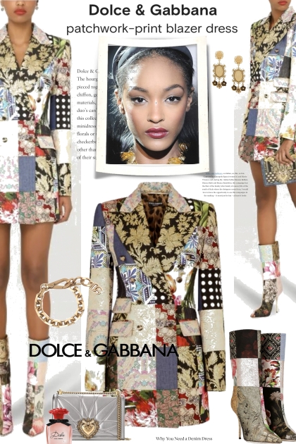 Dolce and Gabbana Patchwork Dress- combinação de moda