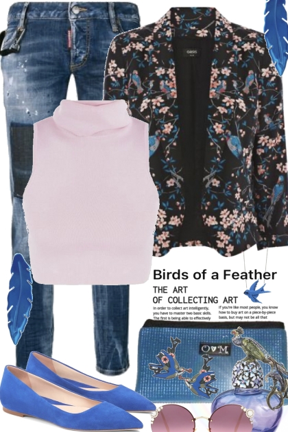 Birds of a Feather in Pink and Blue- Combinaciónde moda