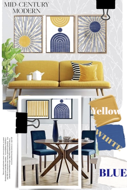 Mid Century Modern in Yellow White and Blue- Kreacja
