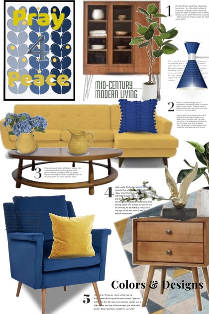 Mid Century Blue and Yellow- combinação de moda