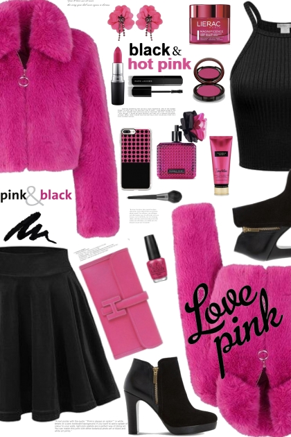Love Black and Hot Pink Spring- combinação de moda