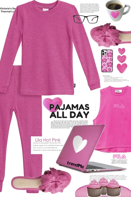  Spring Hot Pink Pajama Day- combinação de moda