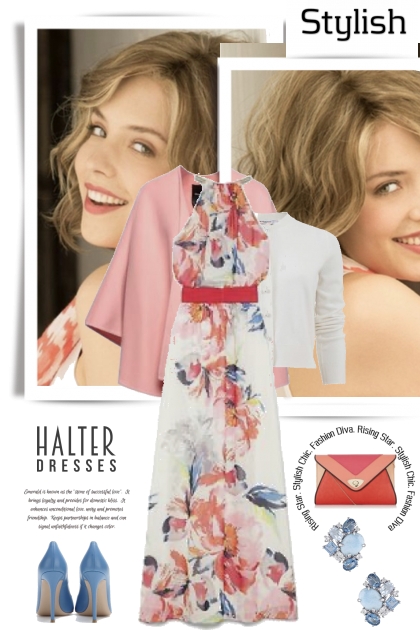 STYLISH HALTER DRESS- Fashion set