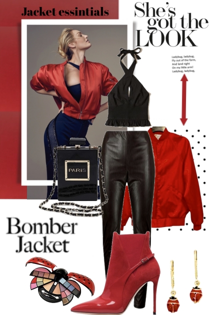 Shes Got The Look in a Bomber Red Jacket- Combinaciónde moda