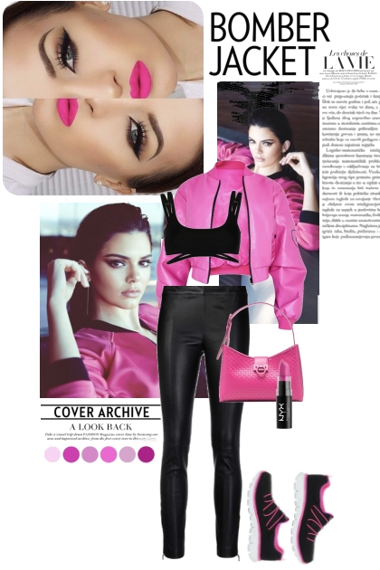 Black with Hot Pink Bomber Jacket - combinação de moda