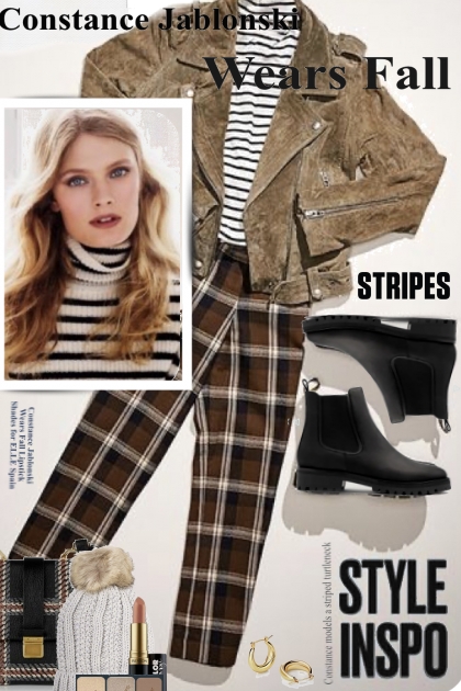 Constance Jablonski Wears Fall Stripes- Модное сочетание
