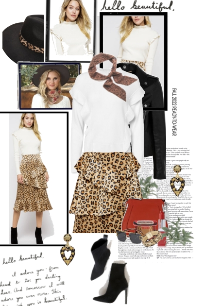 Leopard Ruffle Skirt- コーディネート