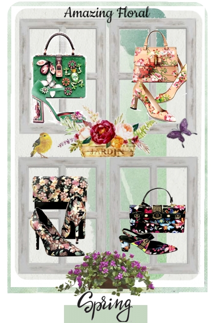 Amazing Floral Bags and Heels- Fashion set