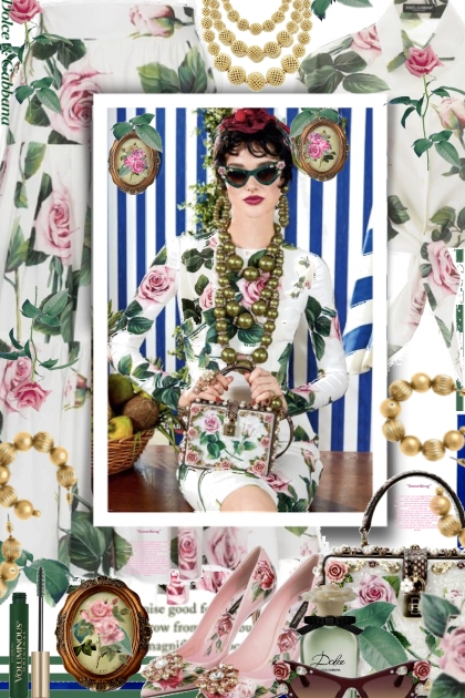 Dolce and Gabbana in Spring Roses- Fashion set