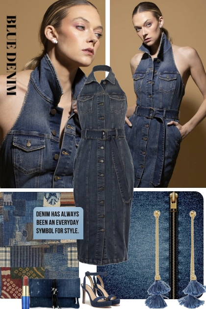 Blue Denim Midi- combinação de moda