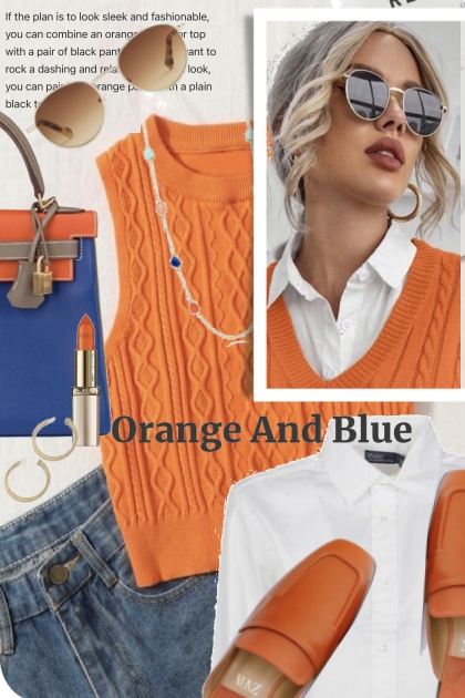 FALL ORANGE AND BLUE- Combinaciónde moda