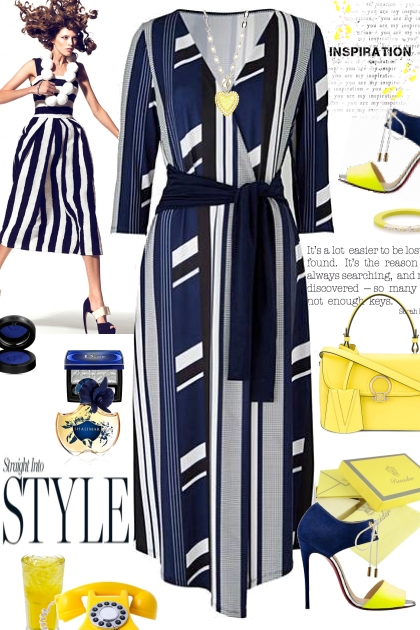 Yellow, blue and white- combinação de moda