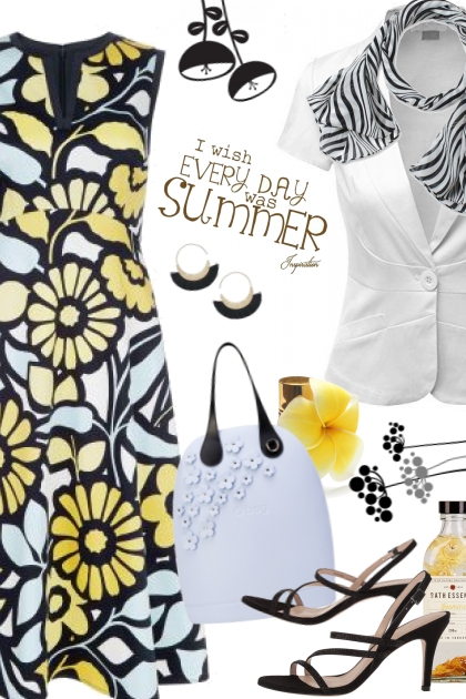 Yellow floral dress- Modna kombinacija