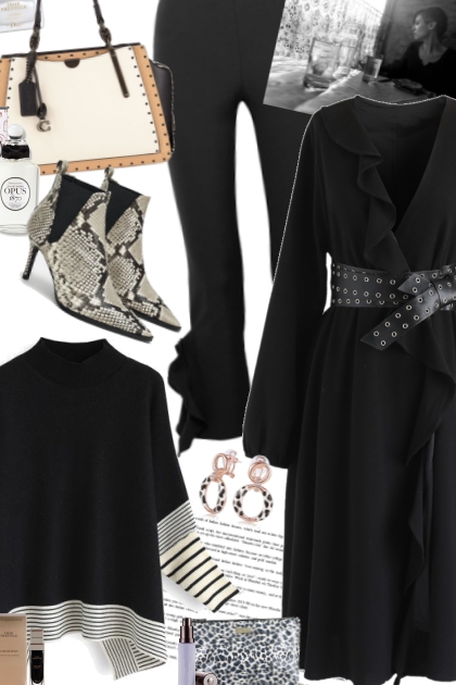 Black coat- Modna kombinacija