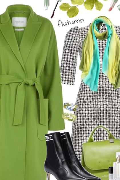 Green coat- Combinazione di moda
