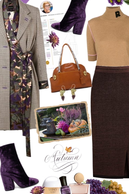 Colors of autumn and grapes- combinação de moda