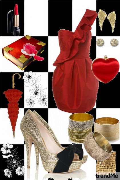 red dress- Modna kombinacija