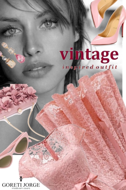 Vintage - Pink look- Modna kombinacija