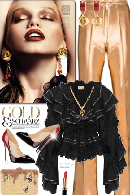 Gold & schwarz- Modekombination