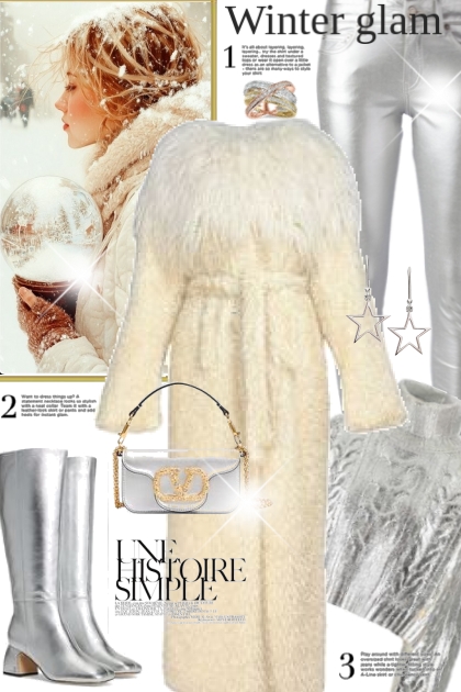 White & silver winter glam- Fashion set