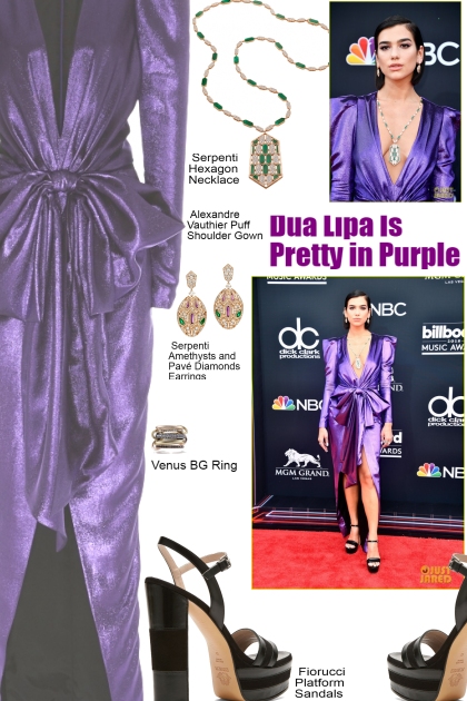 Dua Lipa in purple- Combinazione di moda