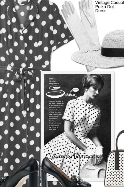 Vintage Casual Polka Dot Dress
